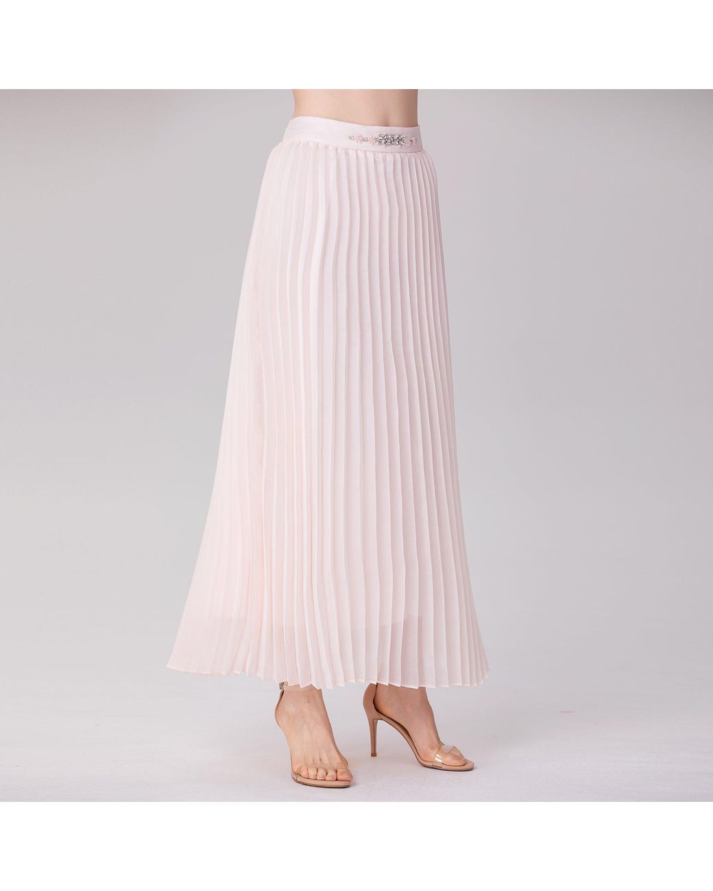 Smart and Joy Pink Organza Pleats Midi Skirt