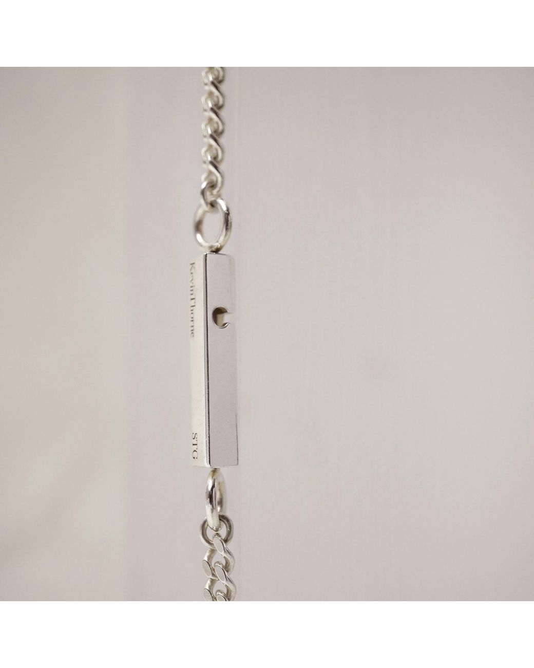 Kevin Thorne Jewellery Metallic Monolith Necklace- Curb Thin for men