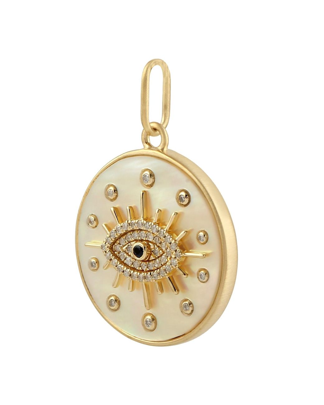 Artisan Metallic 14K Mop Evil Eye Diamond & Sapphire Medallion Pendant
