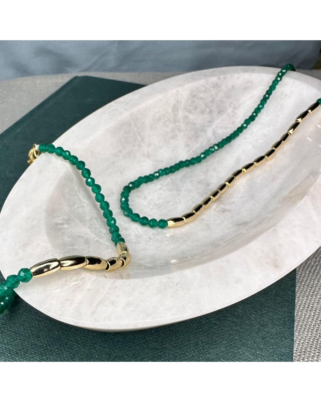 Clemence Wren Metallic Asymmetric Gemstone Necklace Nuggets