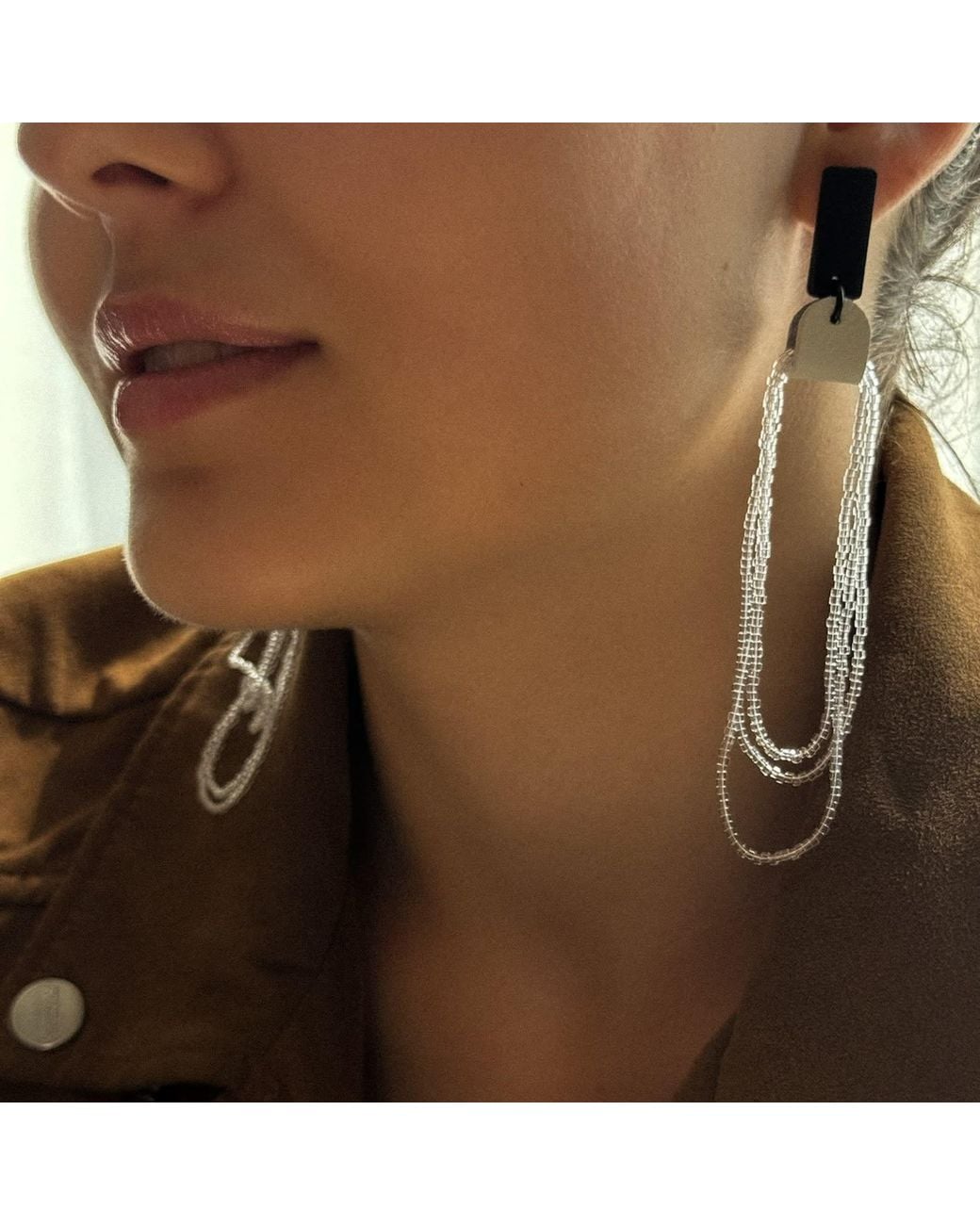WAIWAI White Mistral Bead Hoops Earrings