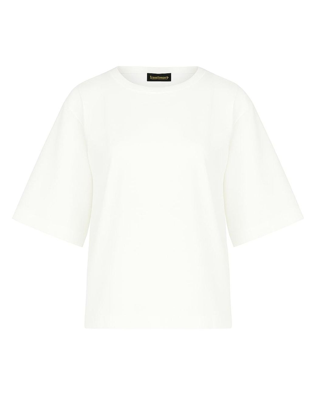 Conquista White Oversized Mercerized Cotton T-Shirt With Elbow-Length Sleeves