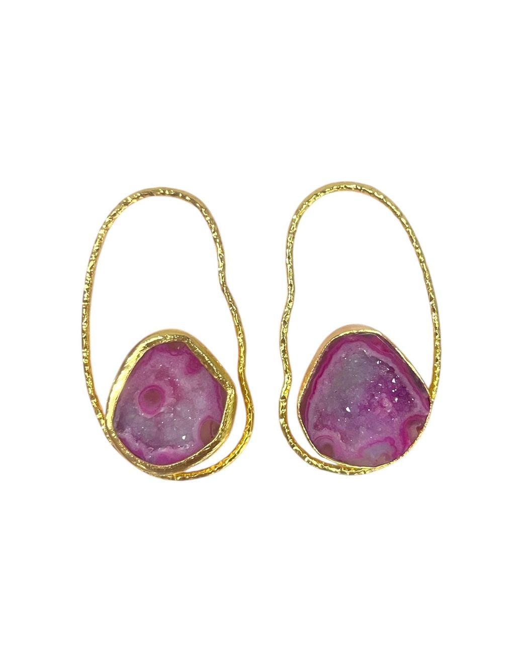 Magpie Rose Purple Rock Drops Earrings