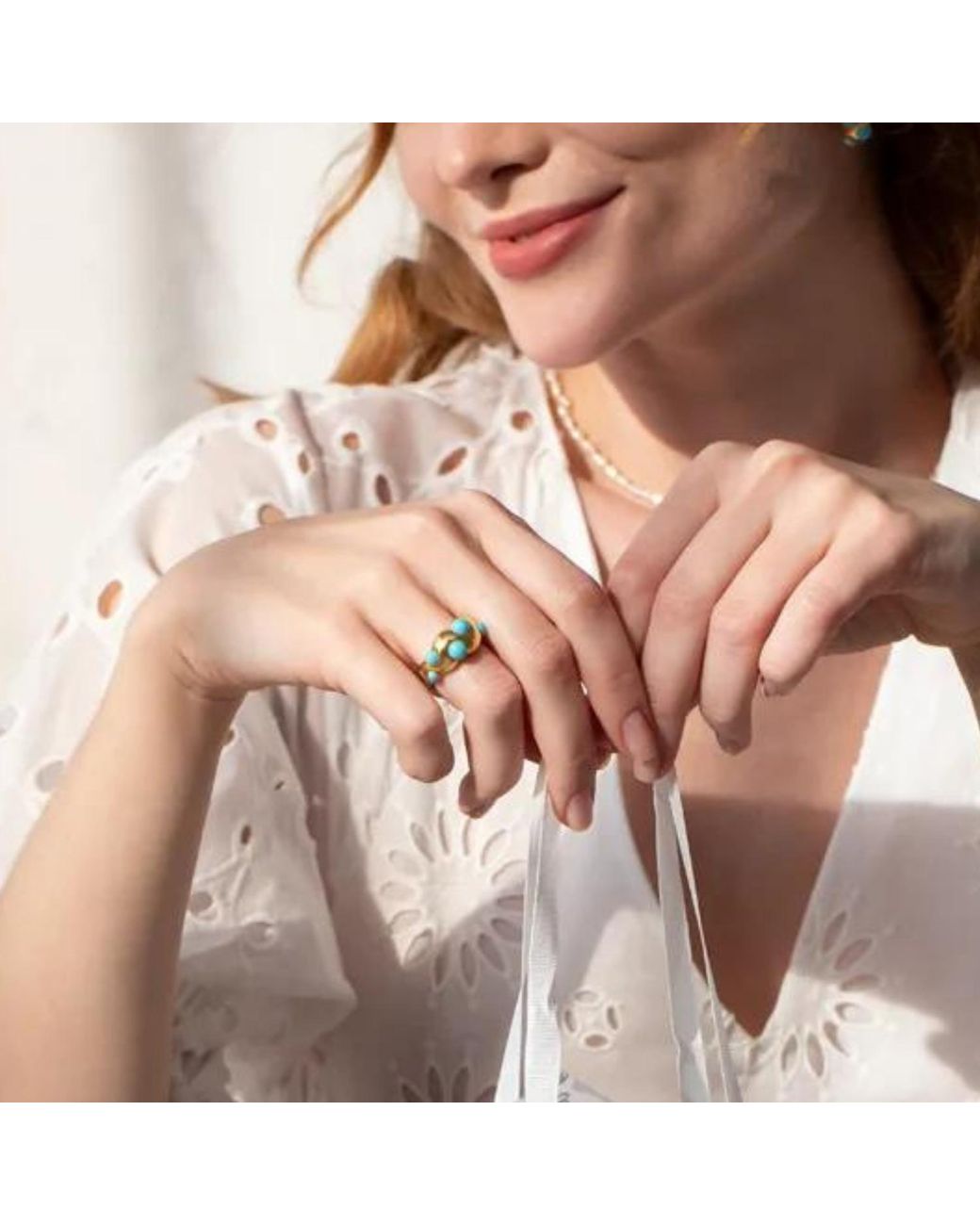 LINYA JEWELLERY Blue Adjustable Ring