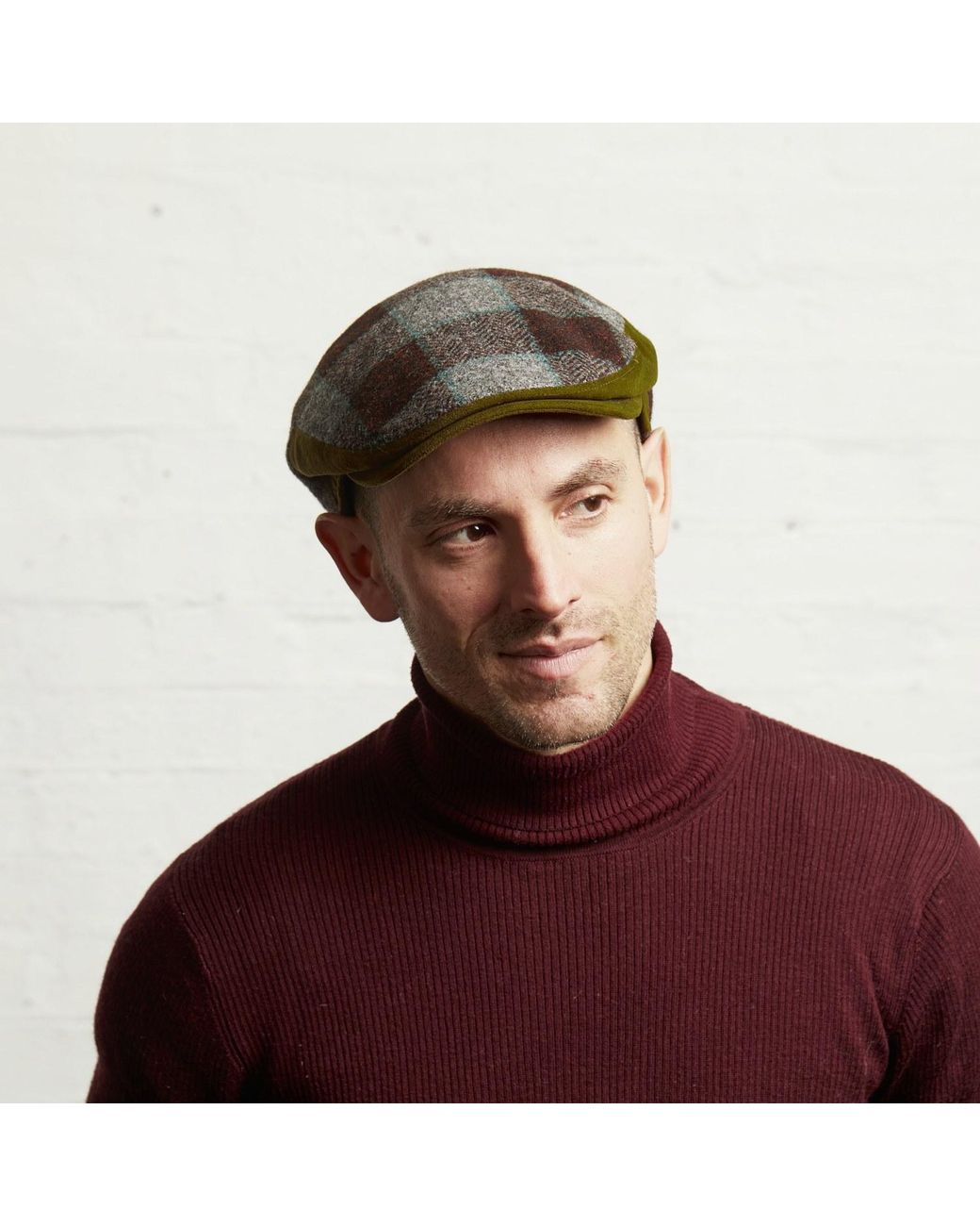 Dasmarca Hats Brown Luis Grassland Tweed Checks Italian Flat Cap for men