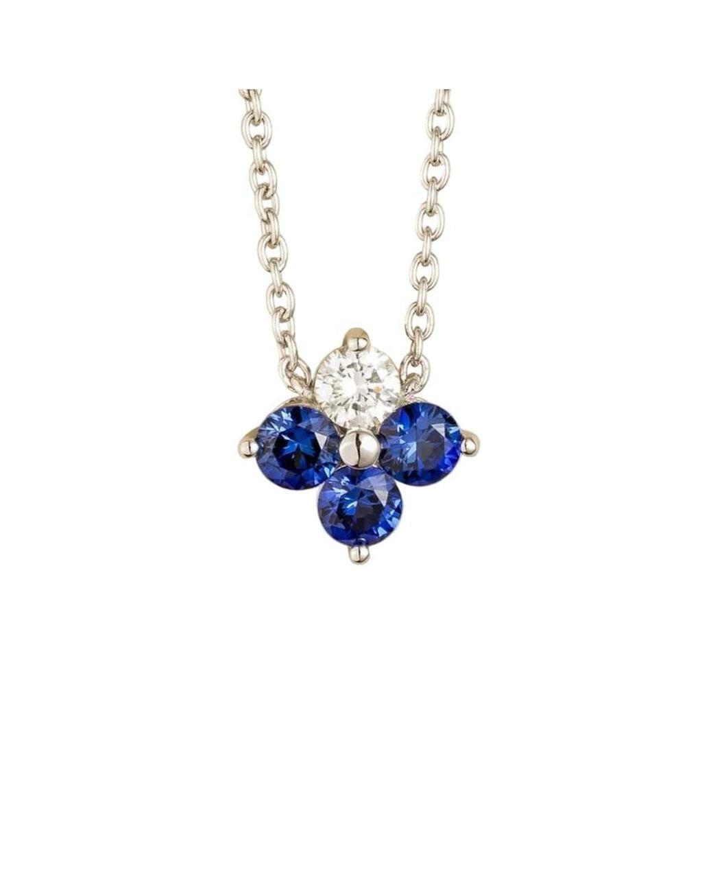 Juvetti Blue Clover Sapphire & Diamond Necklace