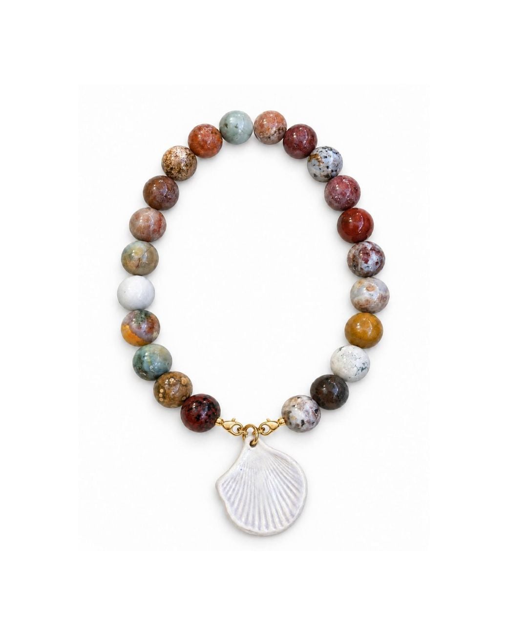 Carolina Benoit Metallic Ocean Jasper & Shell Necklace