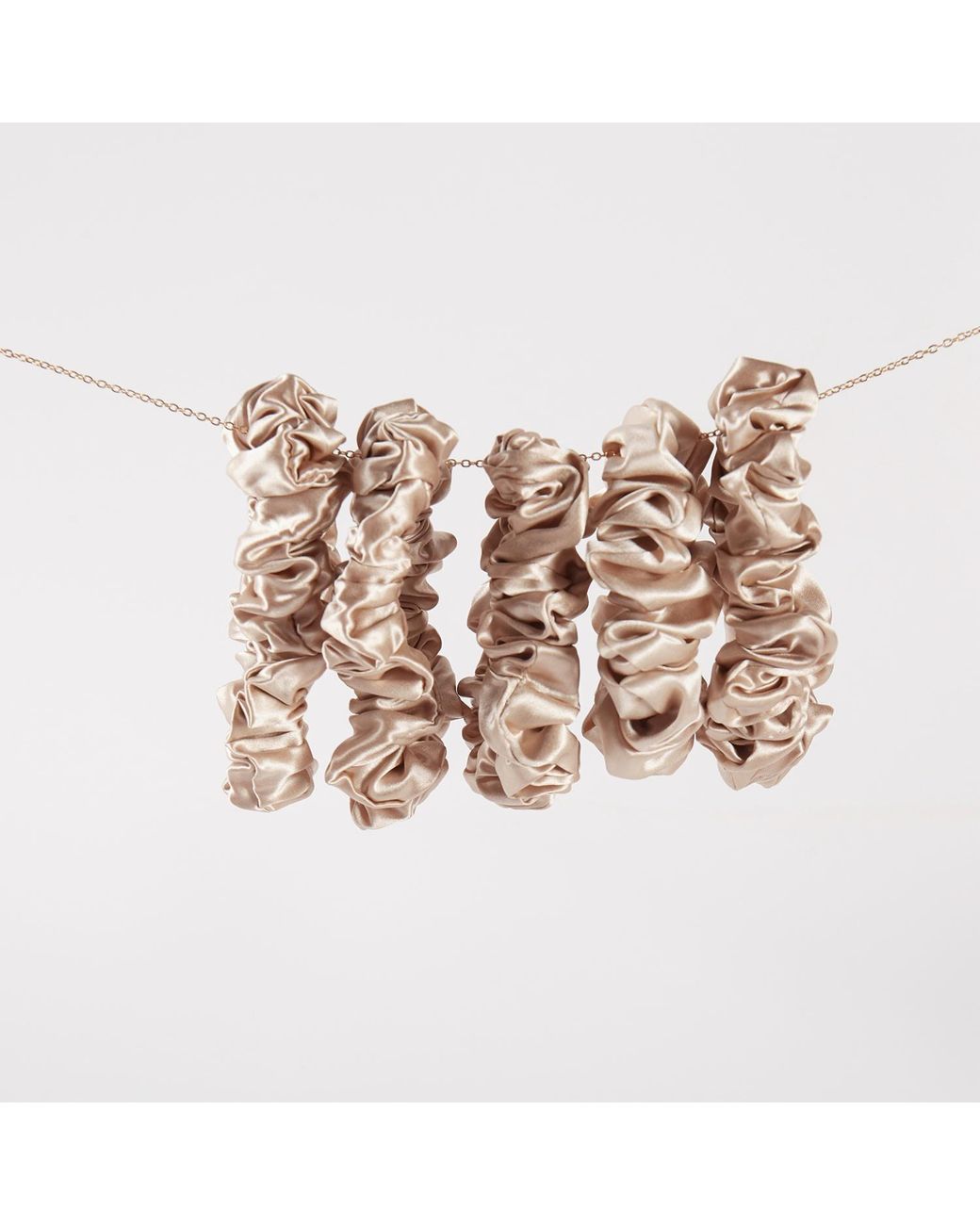 Soft Strokes Silk Metallic Neutrals Pure Mulberry Silk Mini Scrunchie Set Of Five