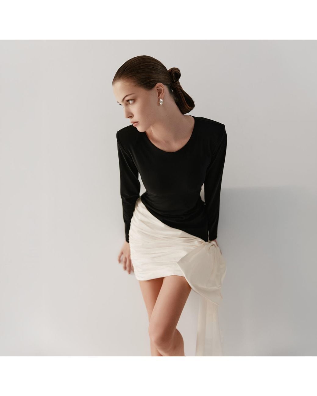 Lita Couture Black Bow-Detail Asymmetric Mini Dress