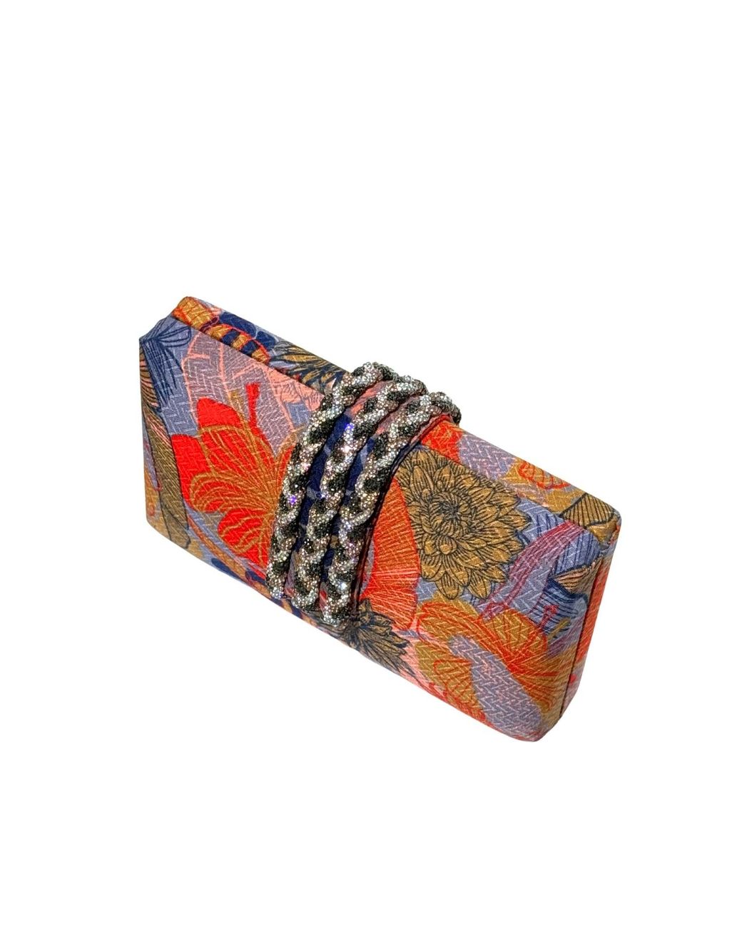 Simitri Red Saffron Braided Fringe Clutch