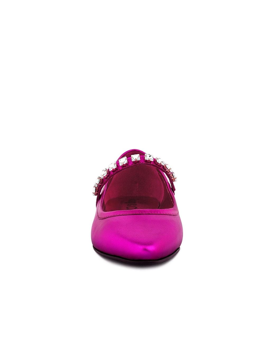 Rag & Co Purple Alverno Metallic Diamante Mary Jane Leather Flats