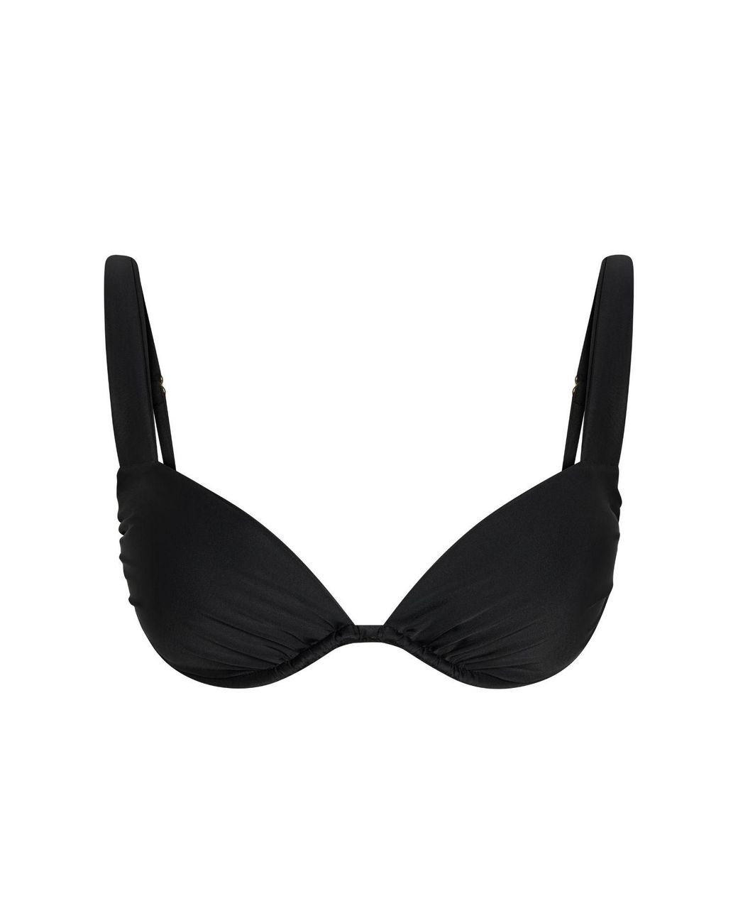 Aja Swimline Black Calypso Ruched Bikini Bra Top