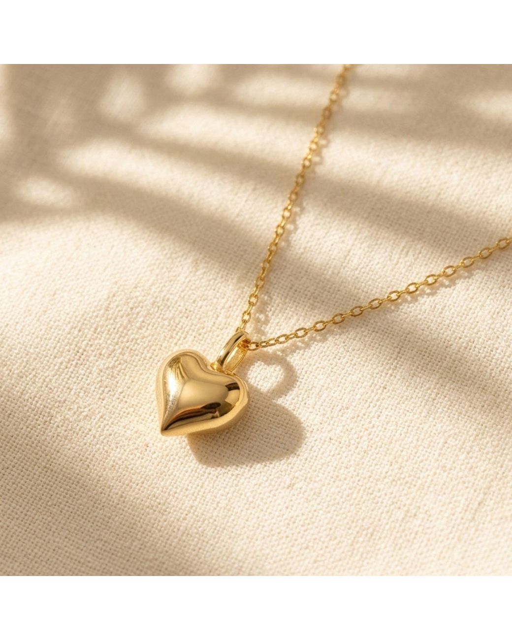 Sophelia Metallic Plated Puffed Heart Pendant Love Charm Necklace