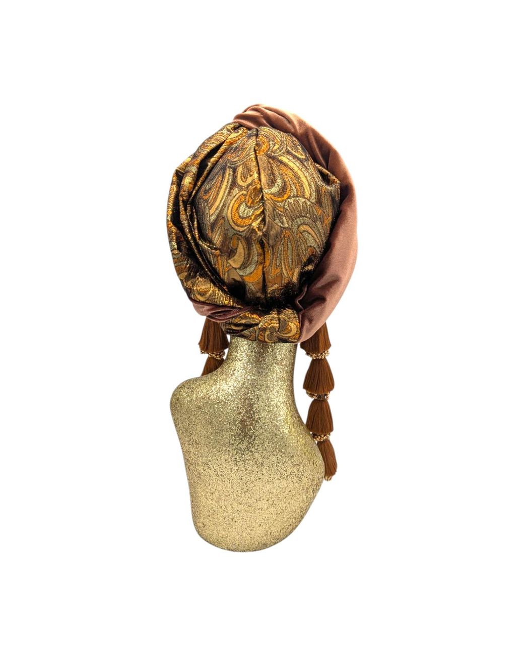 Julia Clancey Brown Cocoa Brocade & Velour Reversible Dorado Turban