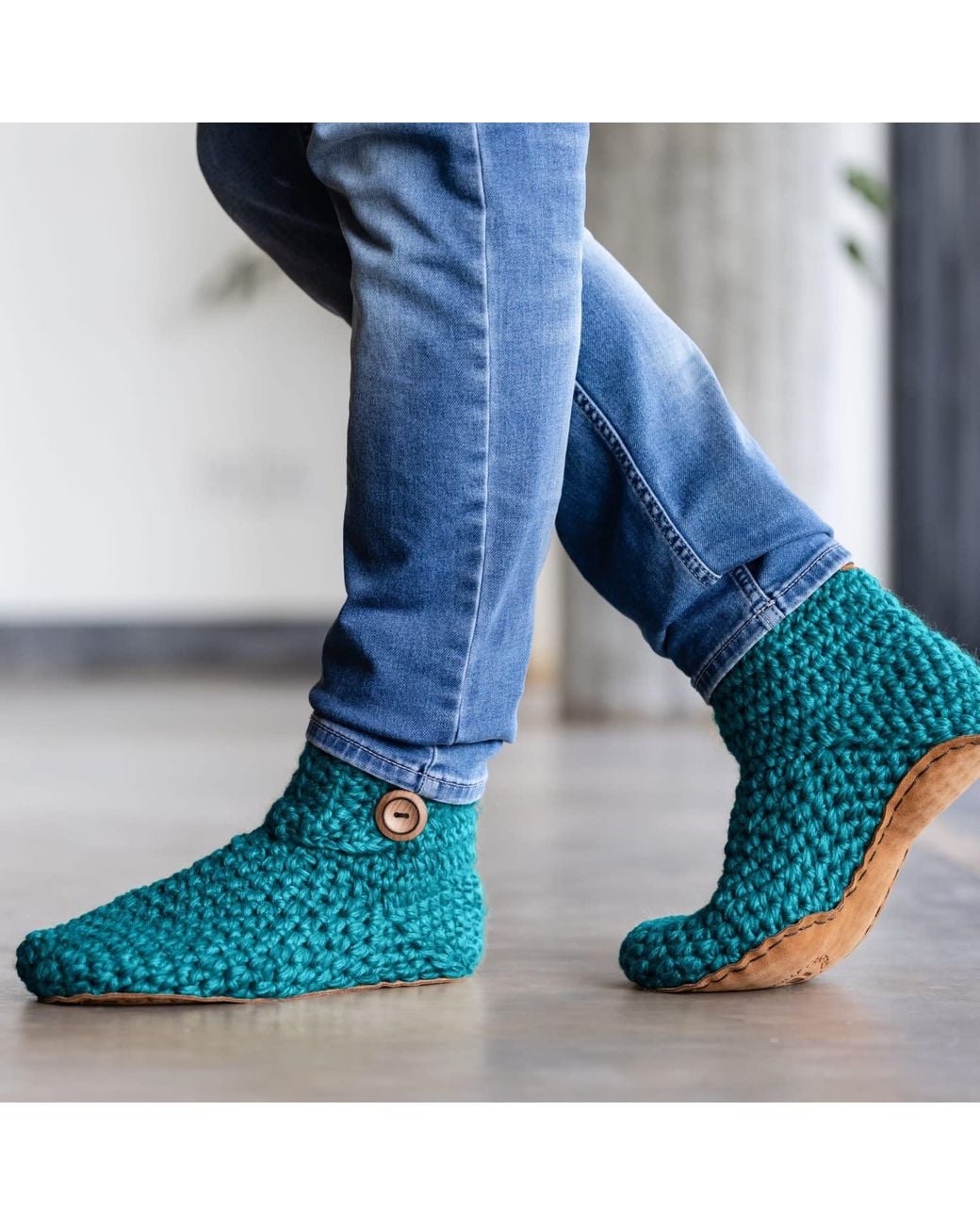 Kingdom of Wow Blue Cozy Boot Wool Slippers For