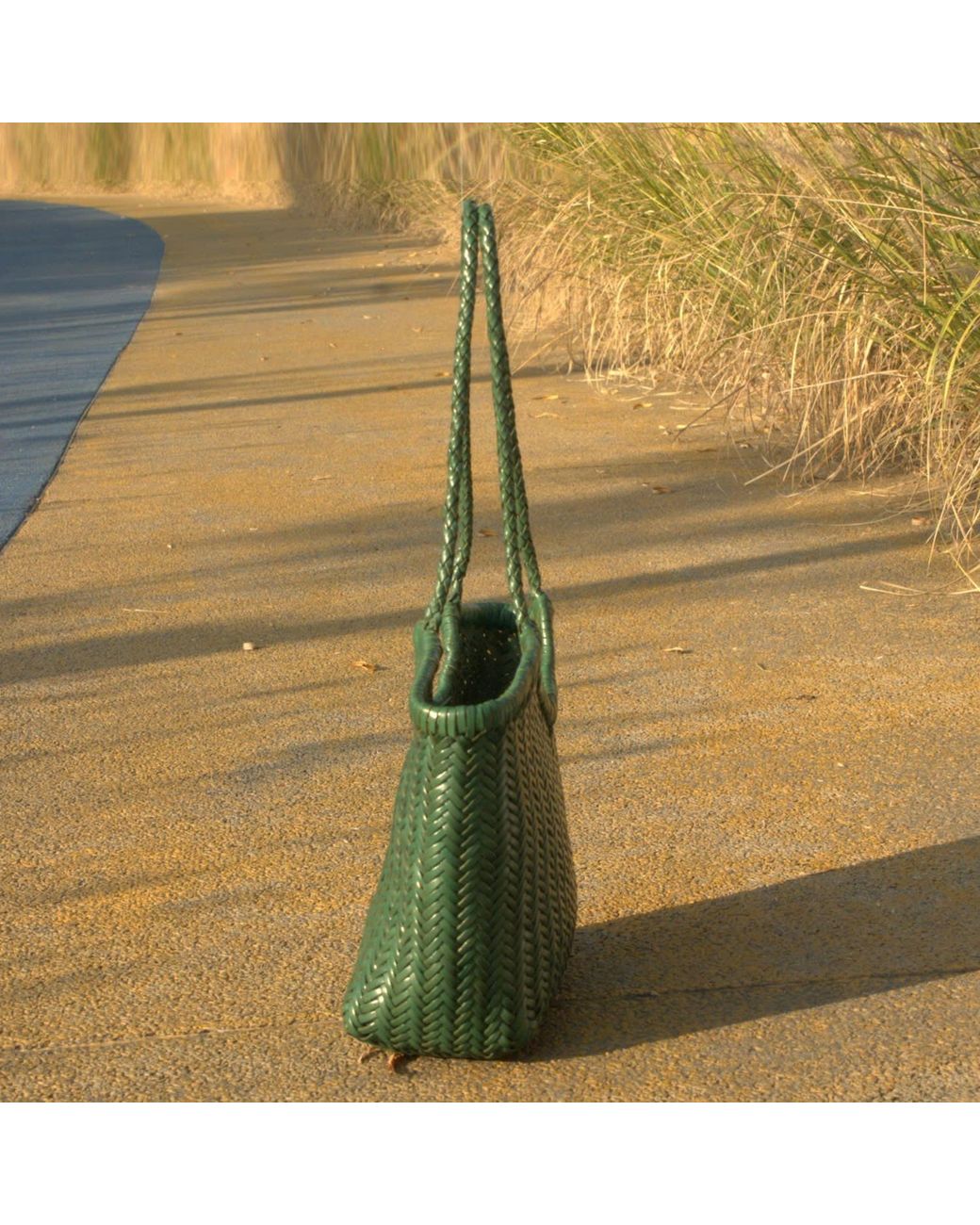 Rimini Green Woven Leather Handbag
