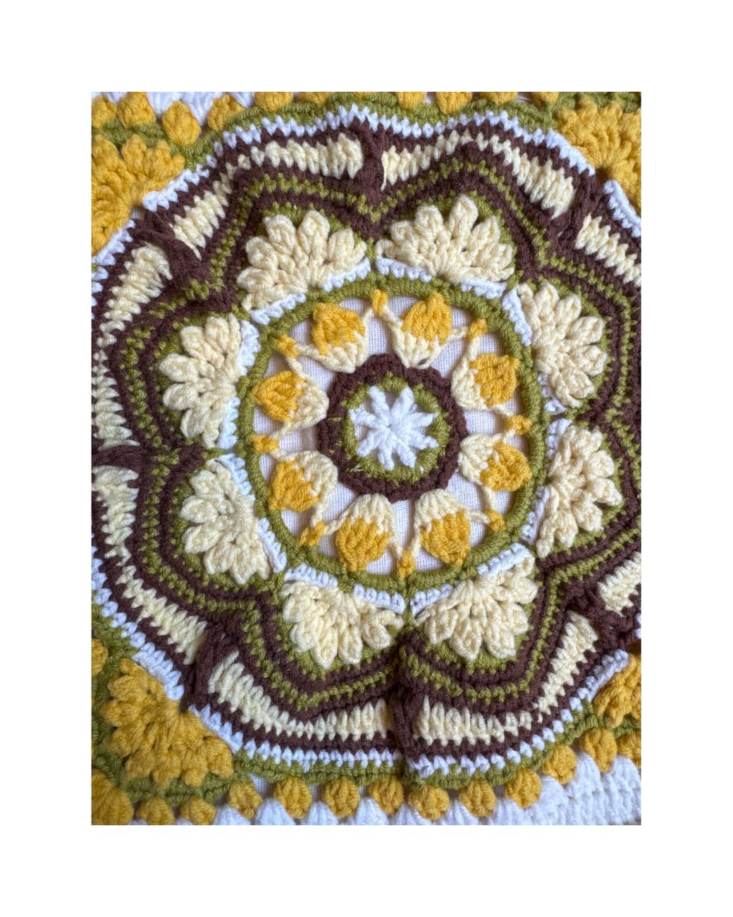 Ana Chic Metallic Mustard Medallion Granny Square Handmade Crochet Tote Bag
