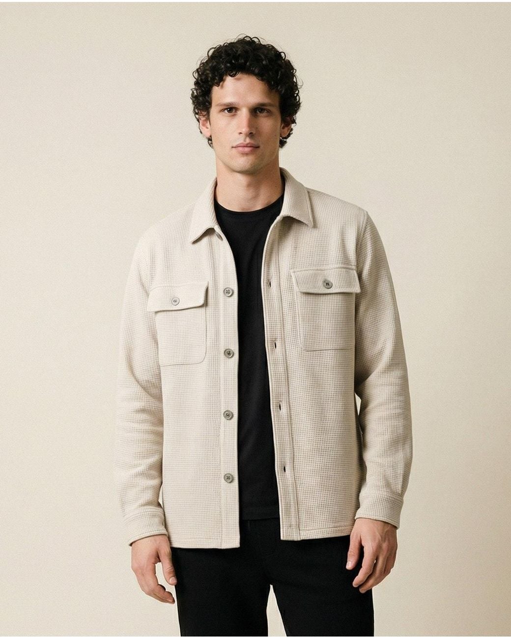 ROAV Natural Neutrals Frewin Waffle Overshirt Shacket for men
