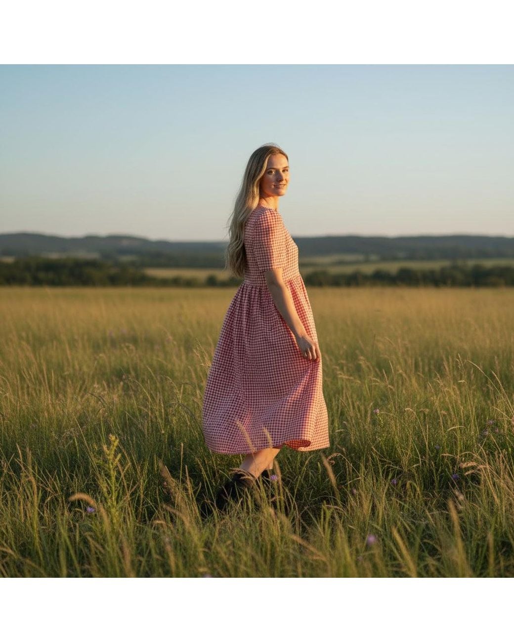 BEIRA Red Flora Dress – Gingham Cotton