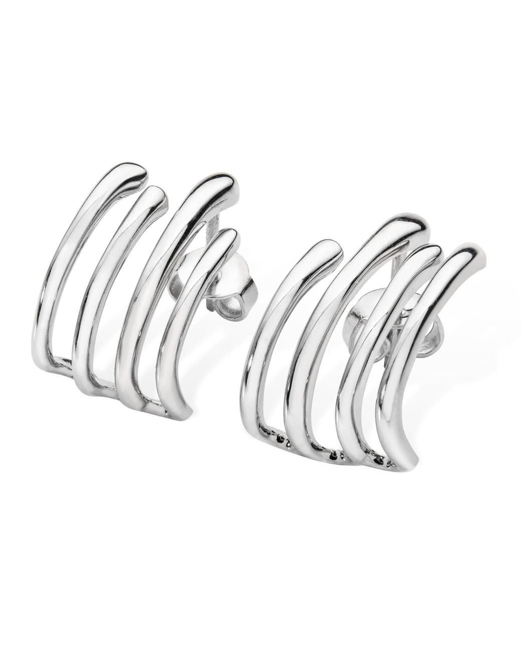 Lucy Quartermaine White Solid Sterling Waterfall Four Hoop Studs