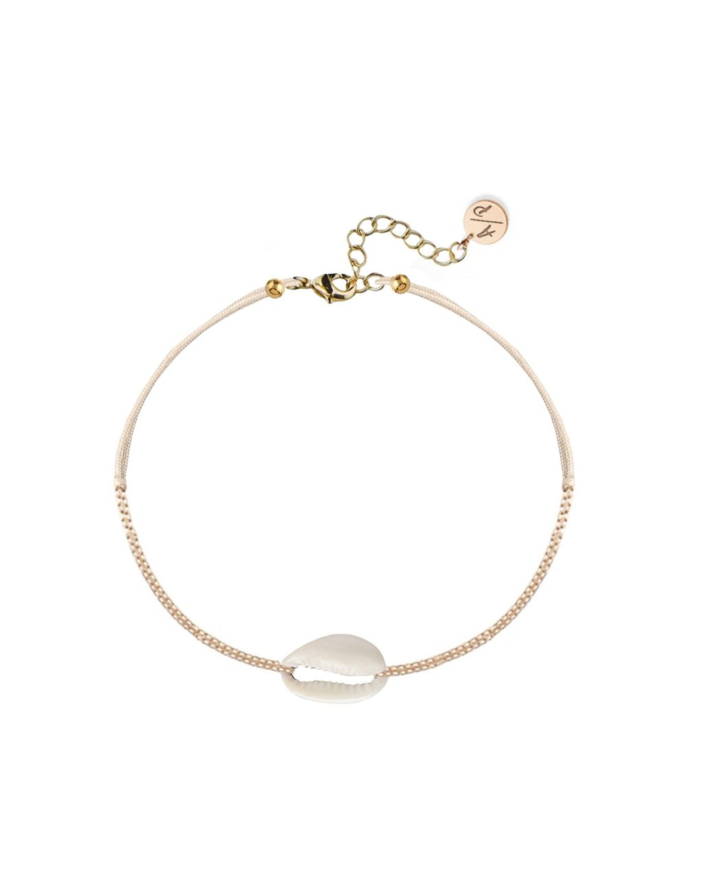 Adriana Pappas Designs Metallic Mini Natural Shell 14K Filled Chain Anklet On Colored Cord