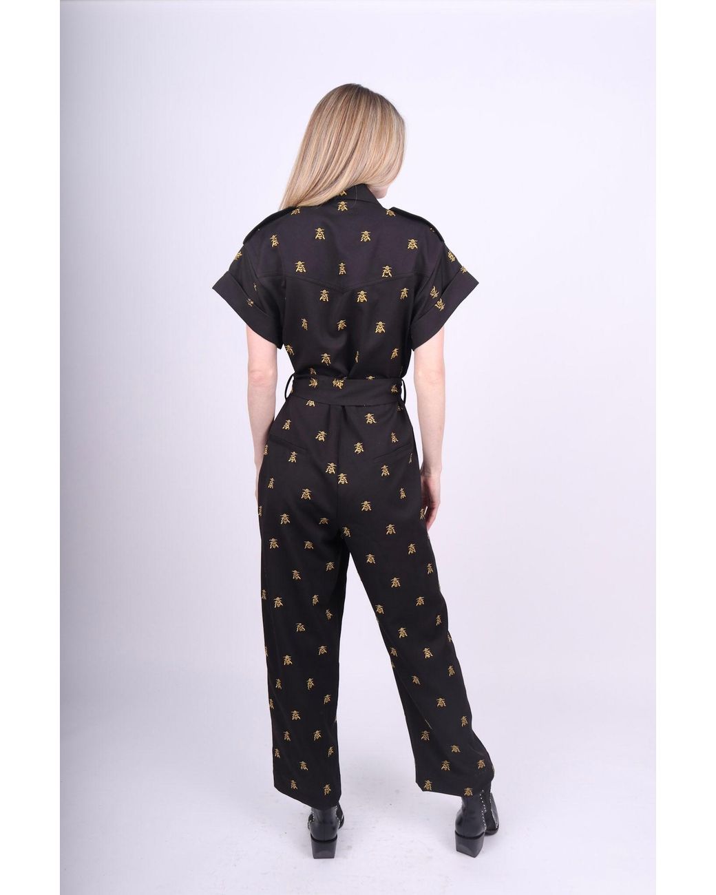 Any Old Iron Black Embroidered Wasp Jumpsuit