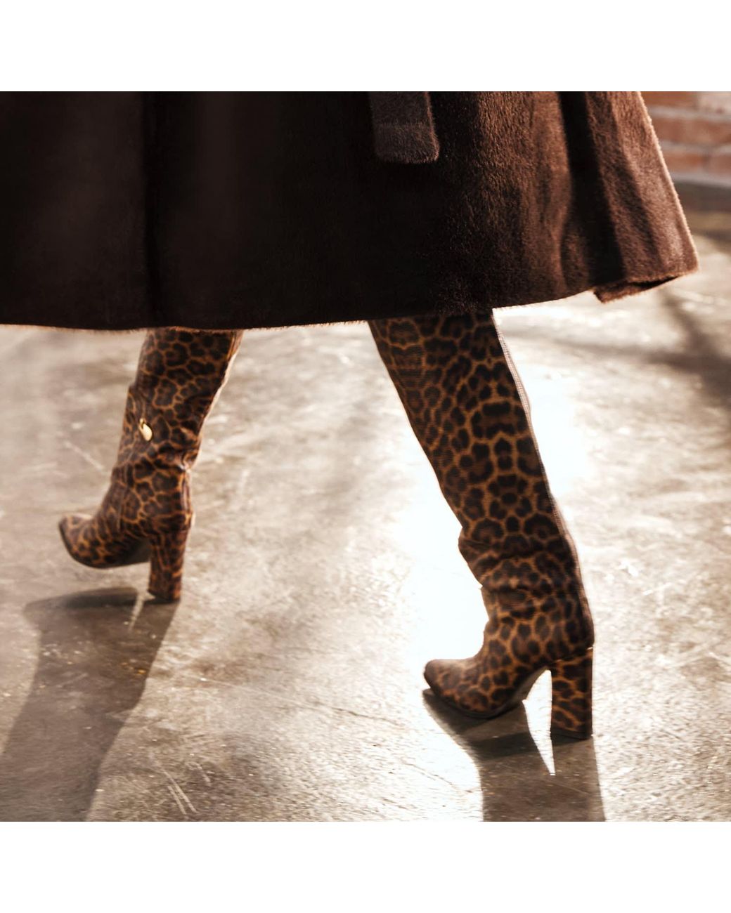Rosamund Muir London Brown Neutrals Roma Leopard Print Over Knee Boots