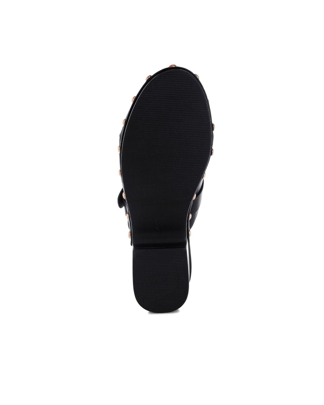 Rag & Co Black Pinto Studded Genuine Leather Clogs