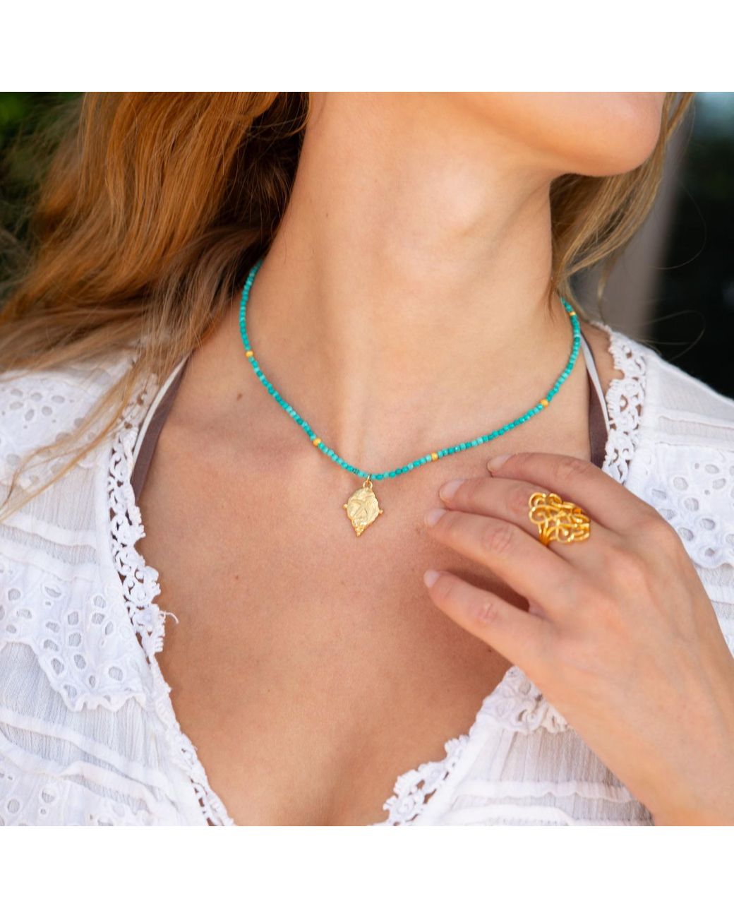 Seven Saints Metallic Pisces Gemstone Choker Necklace, Aquamarine, Rhodium