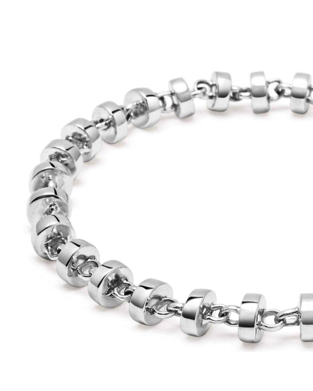 Nialaya Metallic Sterling Round Link Bracelet for men
