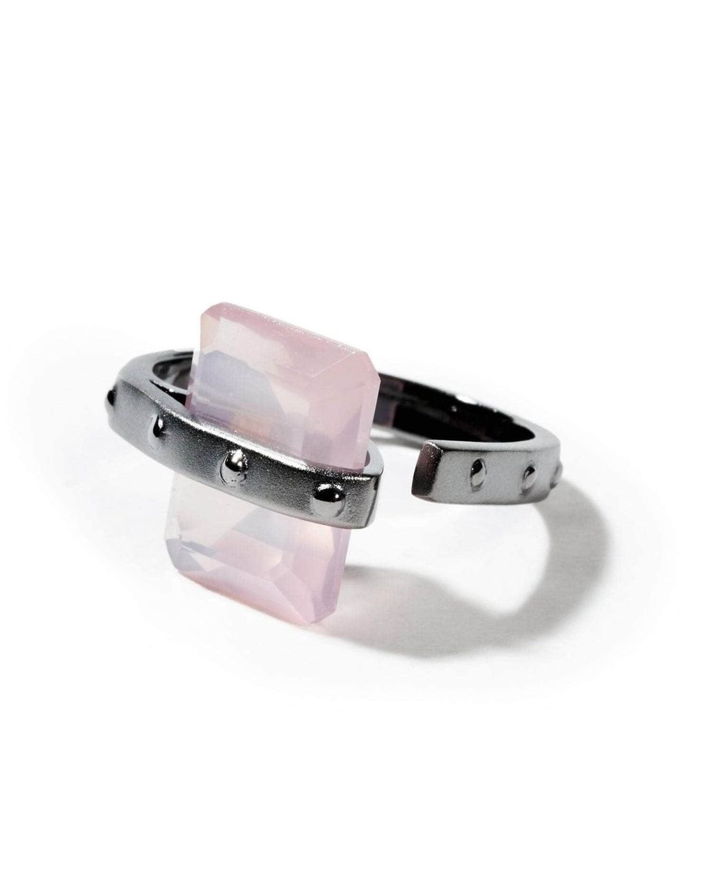 German Kabirski Metallic Arros Ring With Rose Quartz