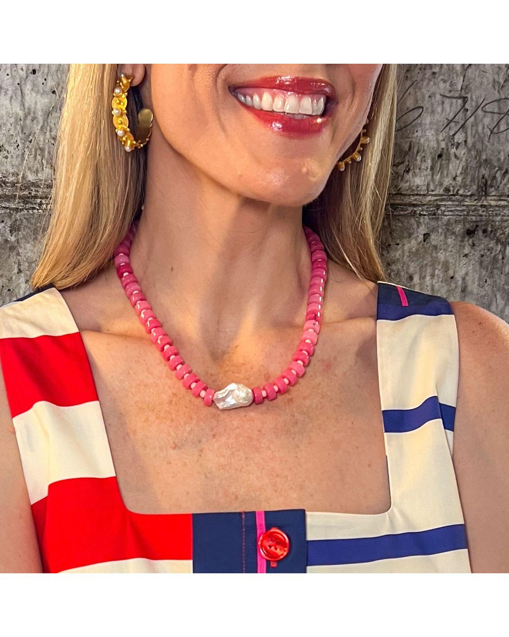 Christina Greene Pink Liberty Bay Baroque Pearl Beaded Necklace