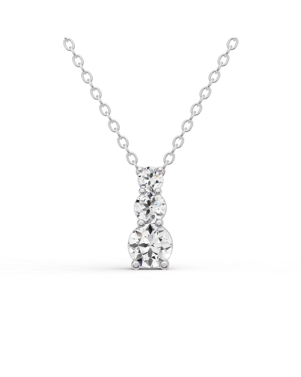 SEREIA OFFICIAL Metallic 14K 0.25 Ct Round Lab Grown Diamond Three Stone Snow Hidden Bail Pendant
