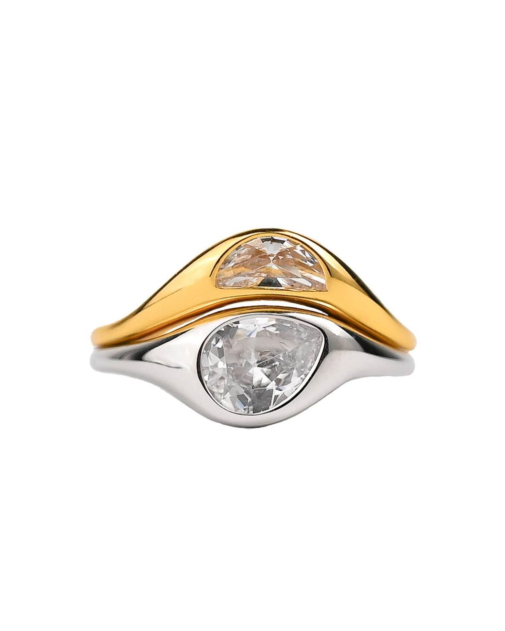 Zynnia Collective Metallic Two Tone Double Ring Set