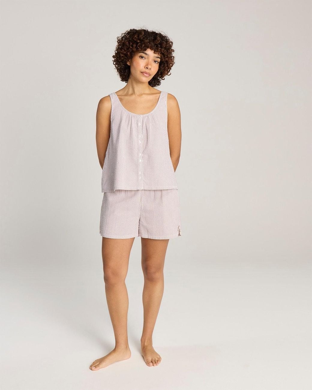 Nudea Pink Seersucker Button Cami