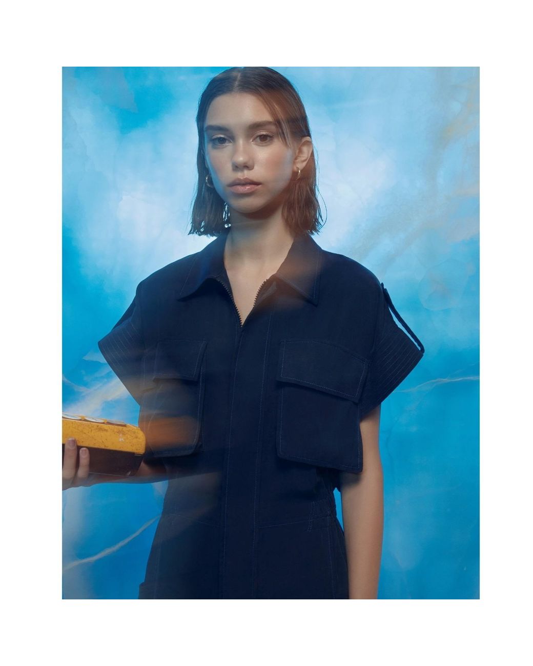 NAZLI CEREN Blue Molve Jumpsuit