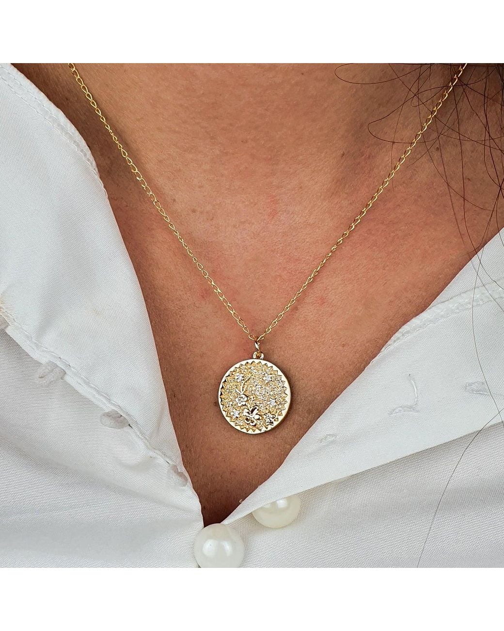 Sophelia Metallic Dainty Cherry Blossom Flower Plated Charm Necklace