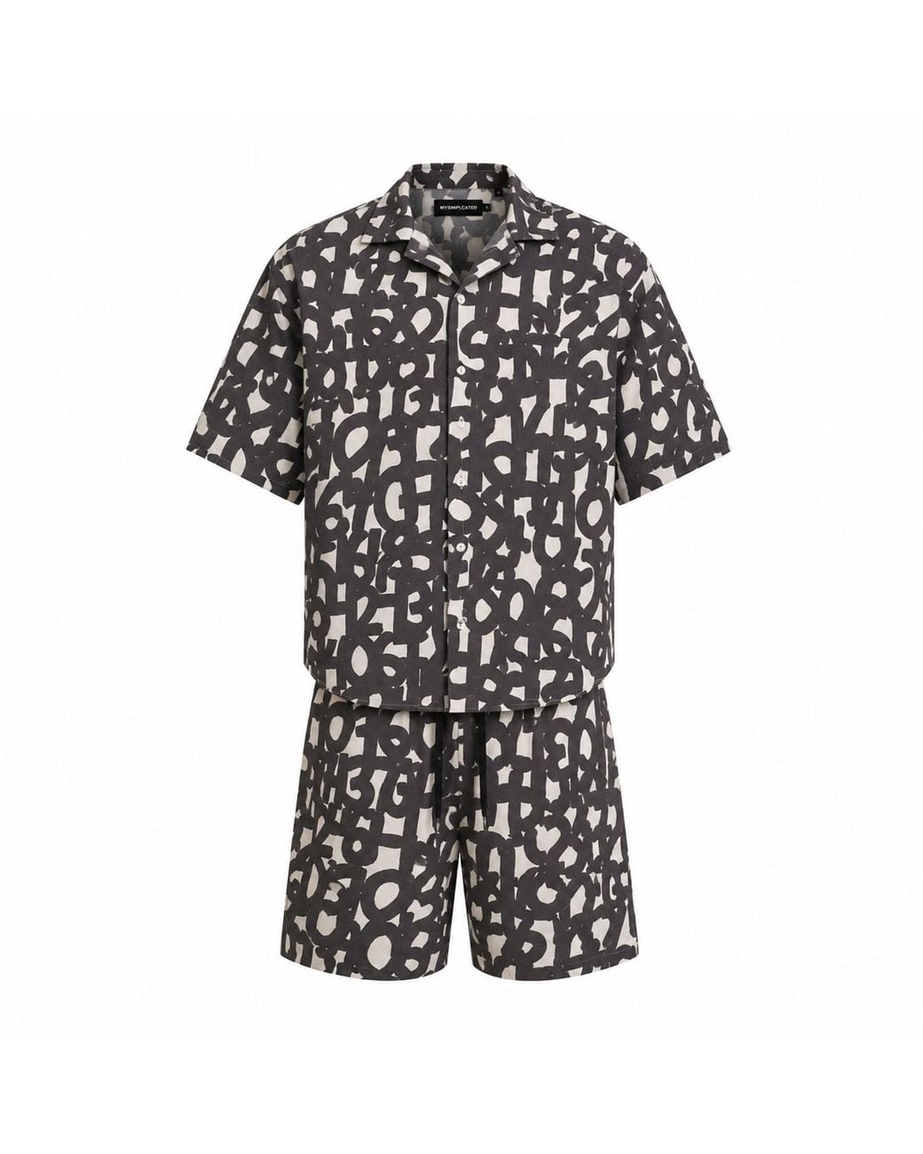 mysimplicated Black Short Sleeve Shirt And Bermuda Set for men