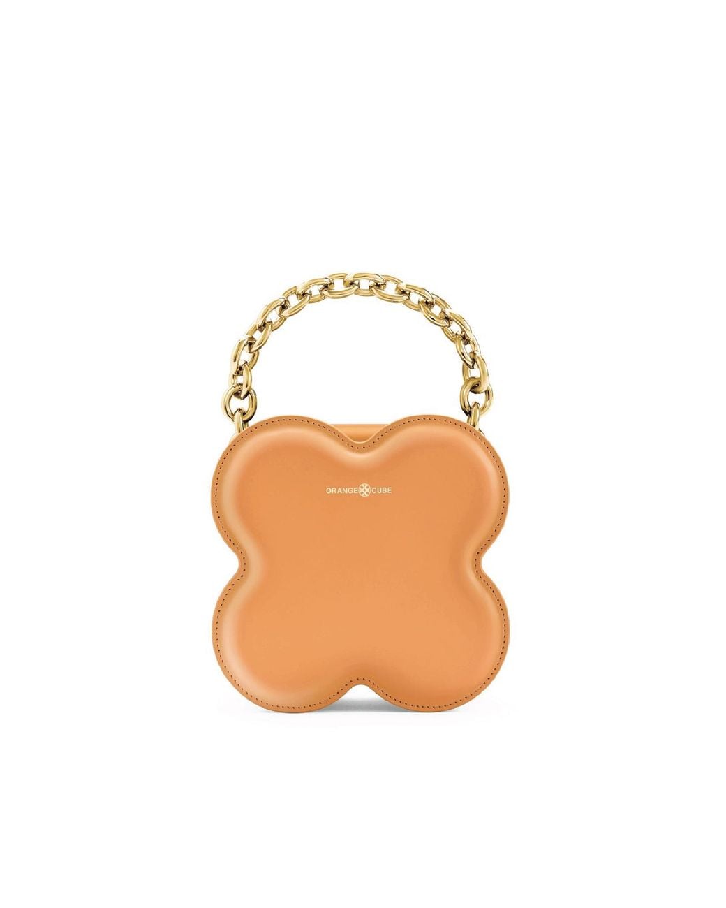 Orange Cube White Large Lucky Clover Handbag