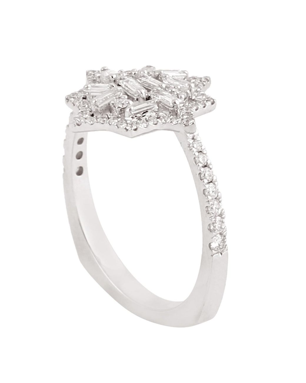 Artisan Metallic Diamond Starburst Cluster Ring