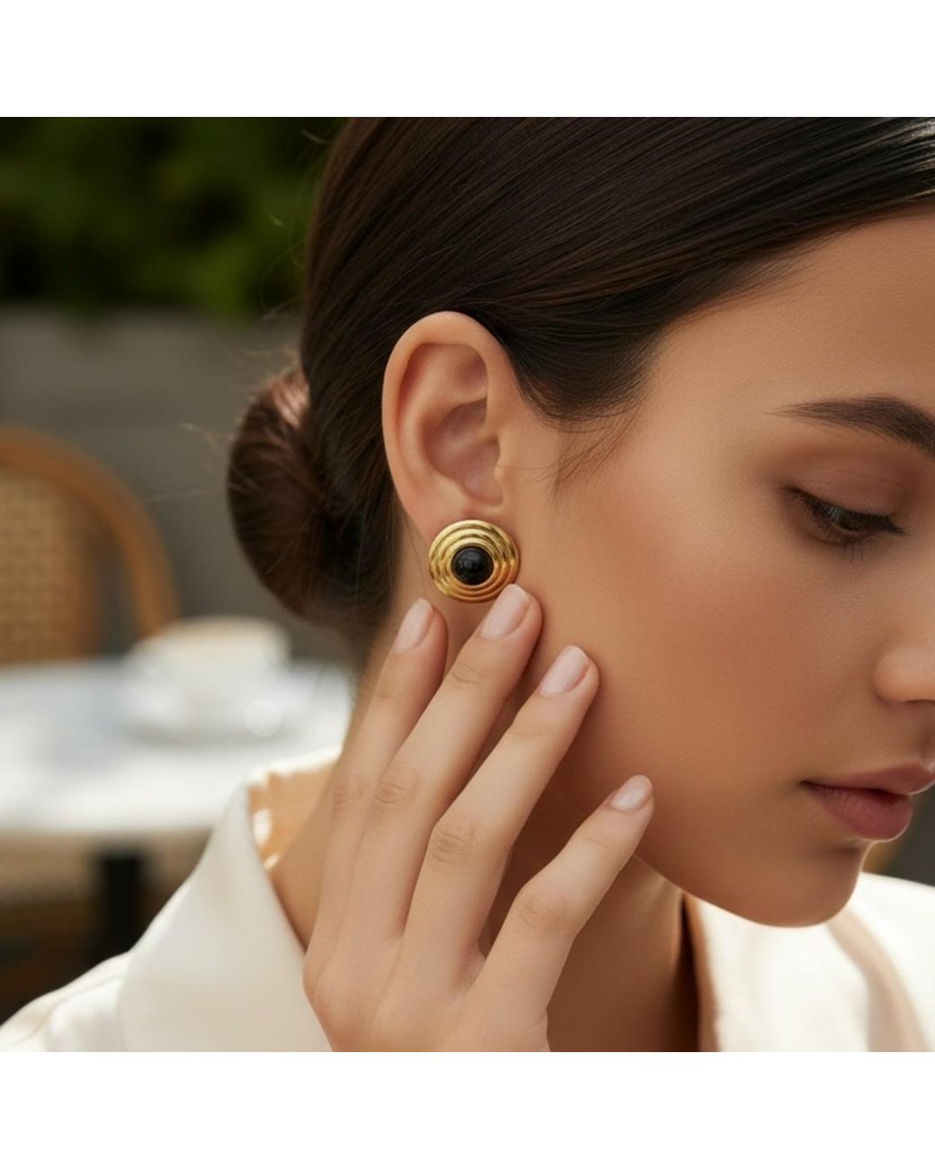 Latelita London Brown Como Large Round Stud Earrings Onyx