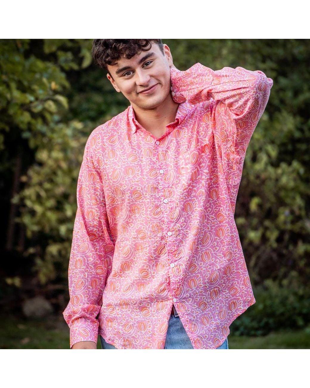 Jago's Tribe Pink Sunset Bloom Shirt for men