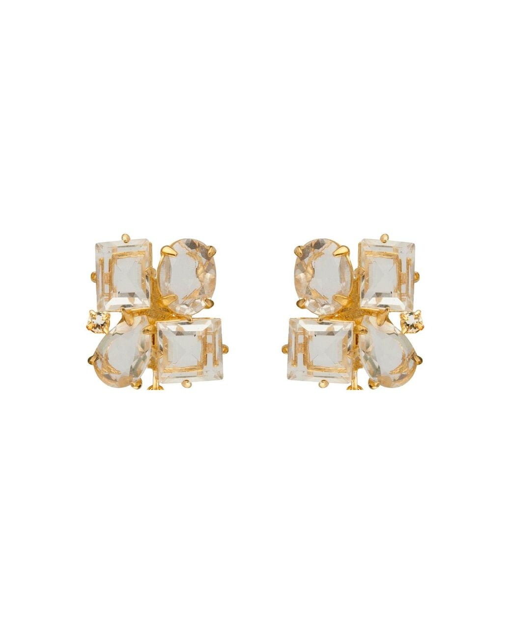 Bounkit Metallic Cora Studs Clear Quartz Clip On
