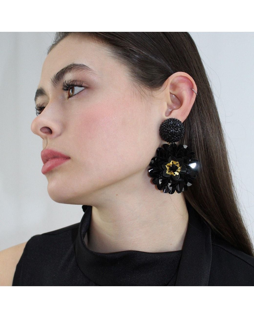 PINAR OZEVLAT Blue Dahlia Earrings
