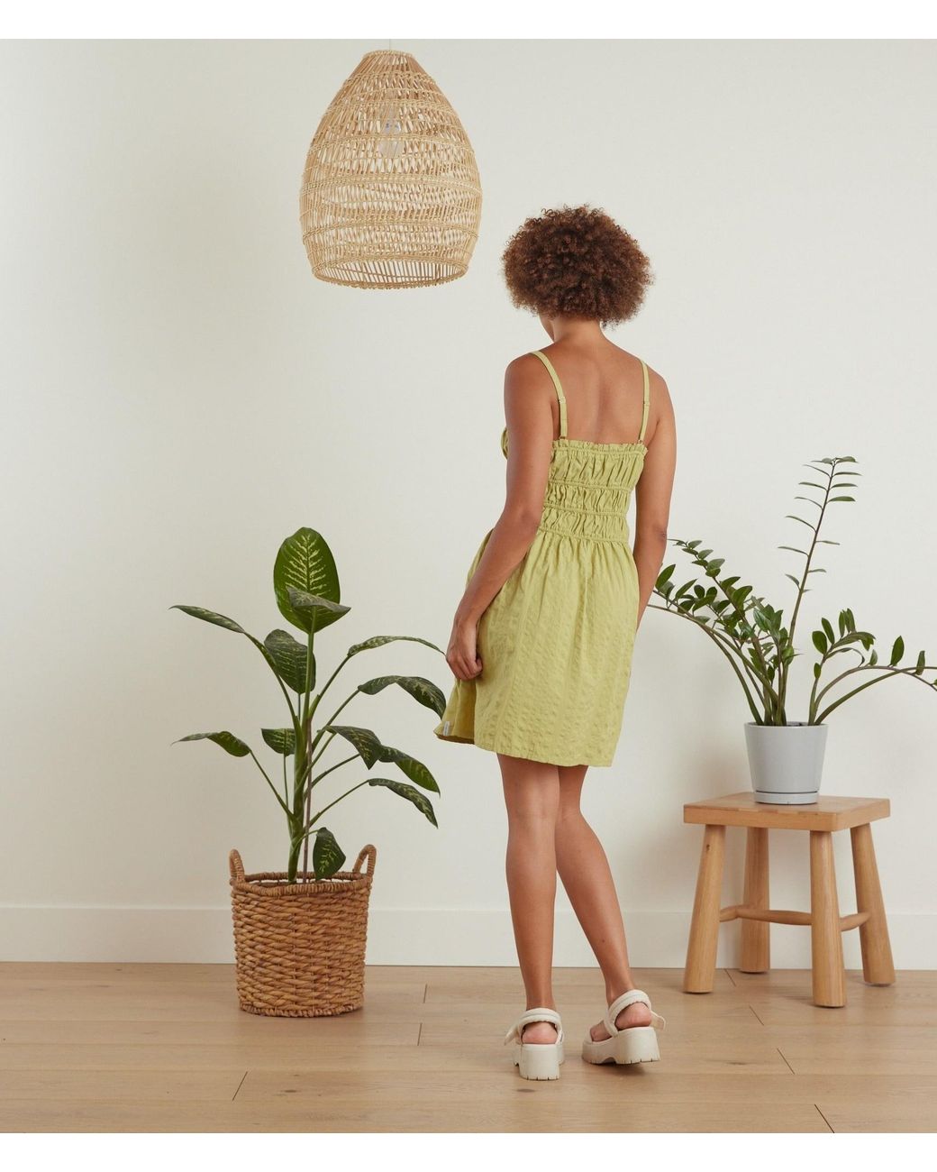 Known Supply Green Smocked Dress