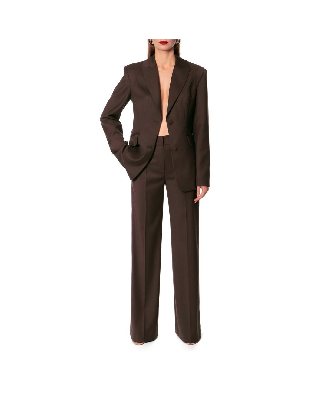 AGGI by HALEWSKI Brown Polina Stone Single Breasted Blazer