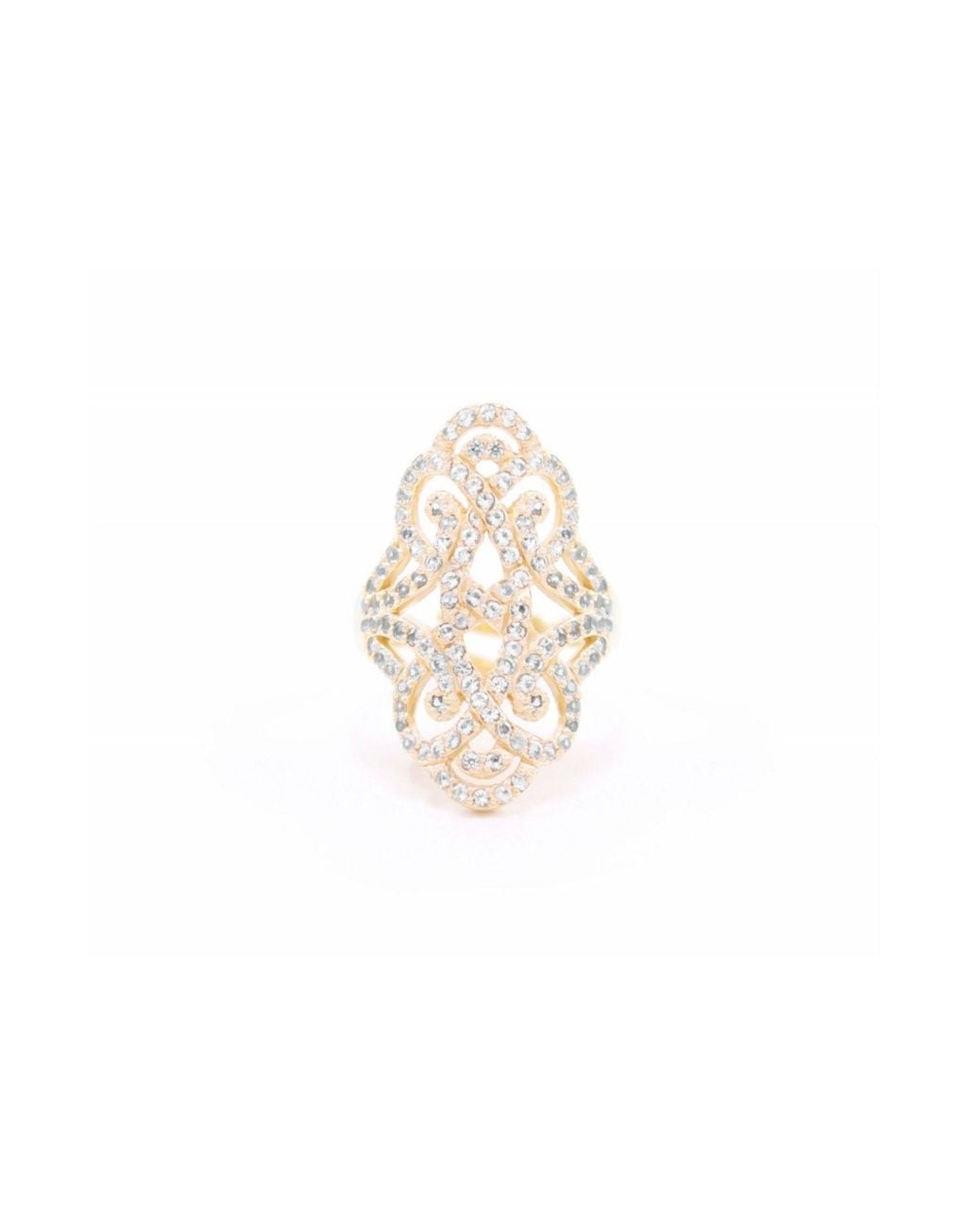 Seven Saints White Infinite Love Pave Adjustable Ring, Over Sterling, Topaz