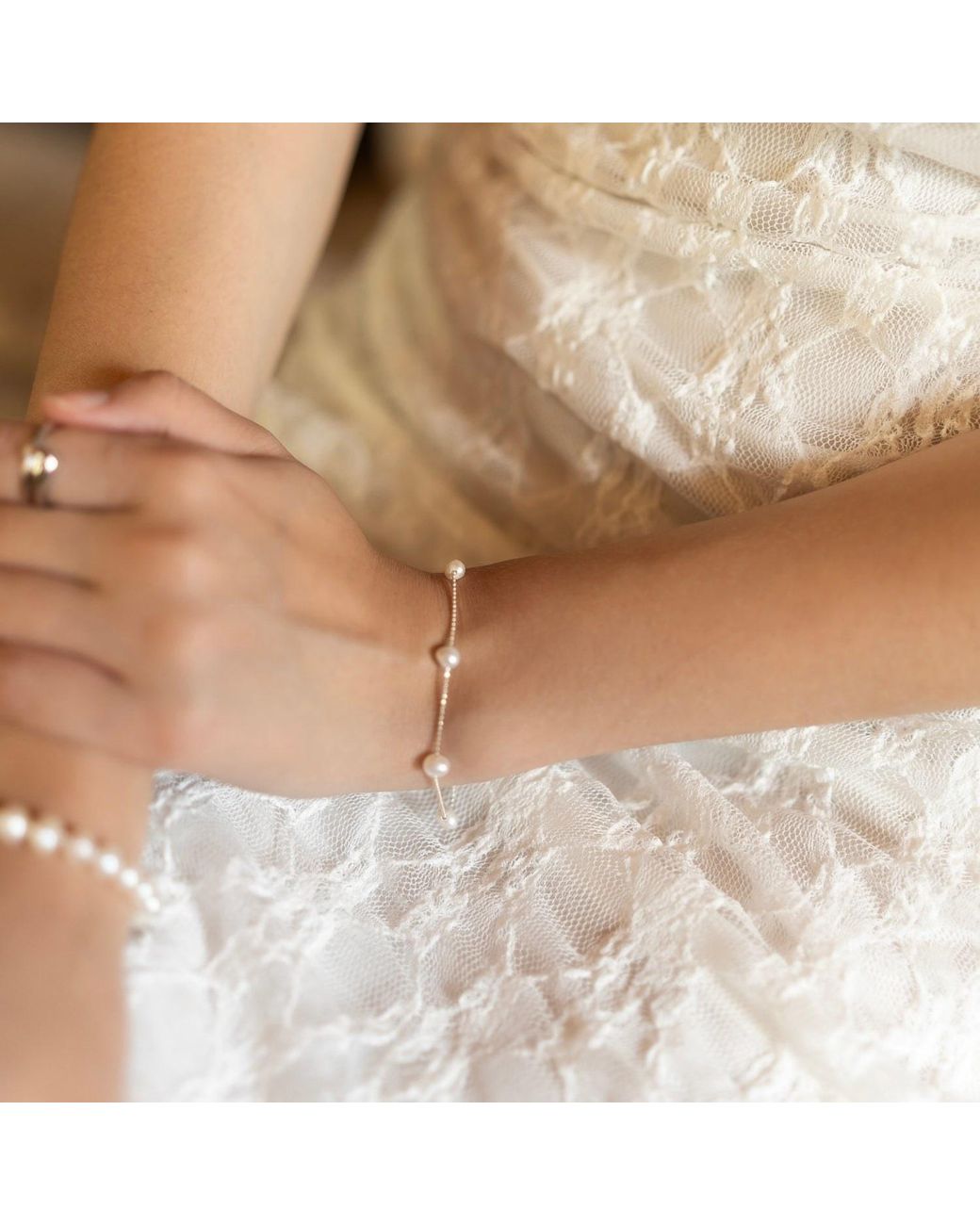Spero London White Satellite Natural Baroque Pearl Sterling Bracelet