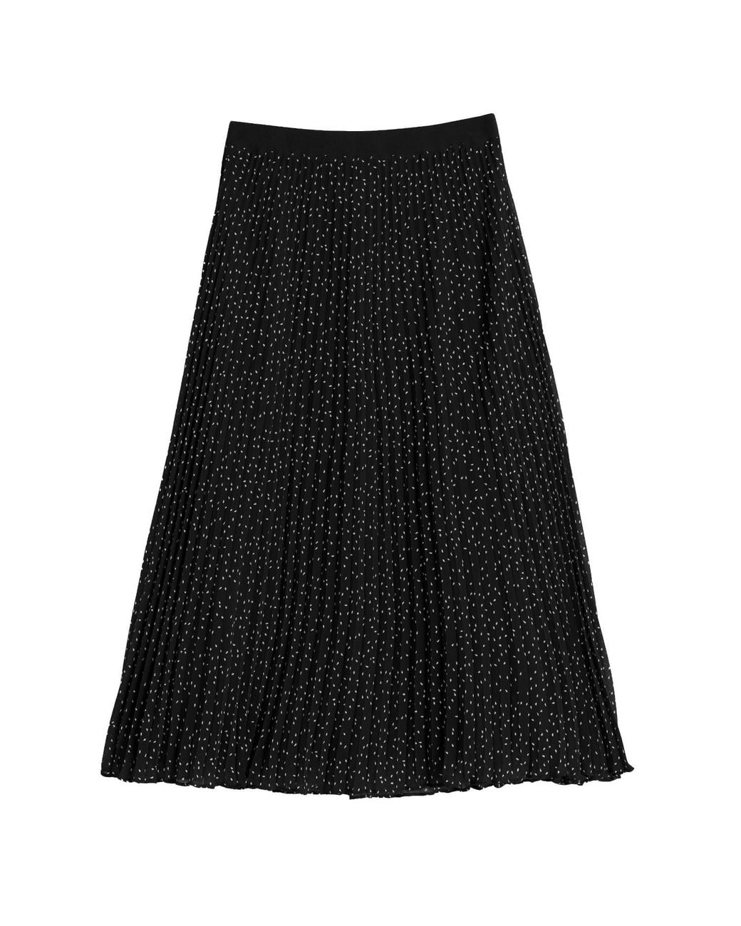 Louche Black Riley Raindrop Pleated Midi Skirt