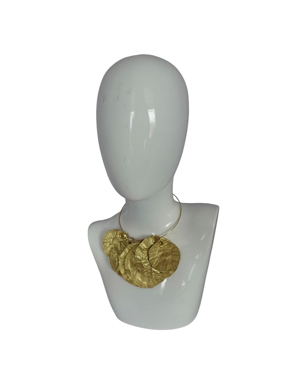 Romer Millinery Green Metallic Coin Disc Choker